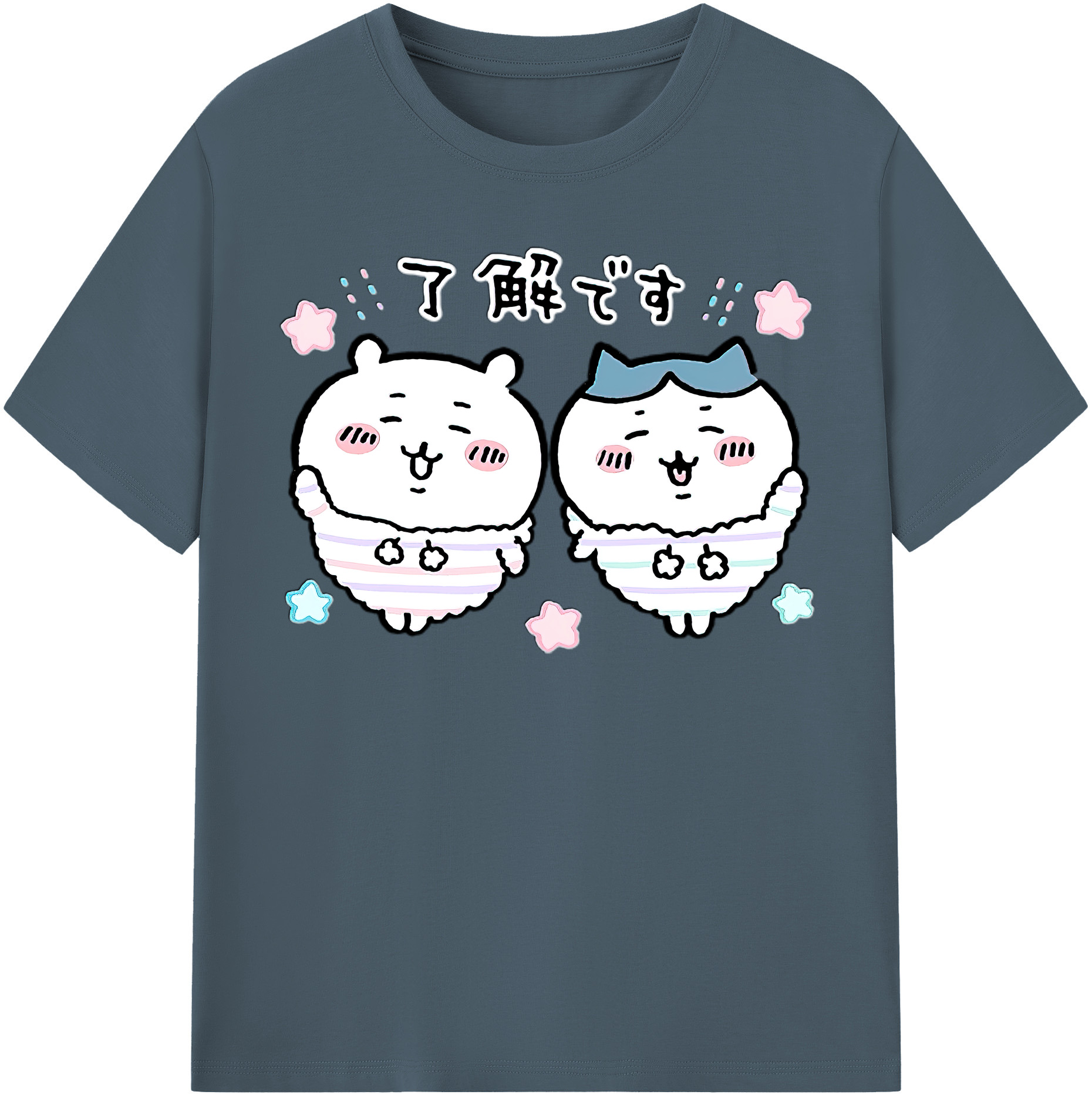 （画像用） ちいかわ ハチワレ Chii-kawa hachiware 綿100％半袖Tシャツ（フロントプリント）
